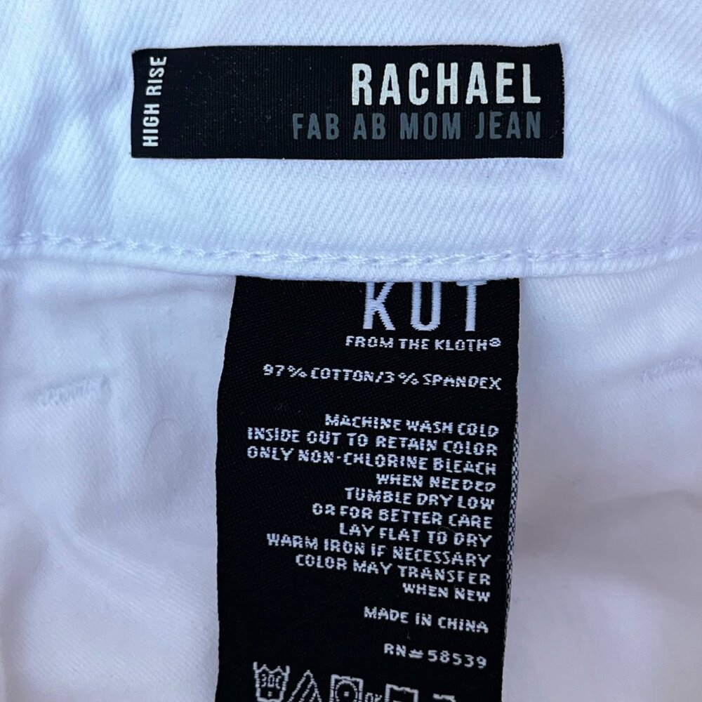 KUT FROM THE KLOTH RACHAEL FAB AB MOM JEAN WOMEN’S sz 12 White High Rise - Picture 7 of 12